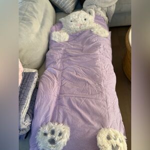 Pottery barn kids Purple Gingham cat sleeping bag